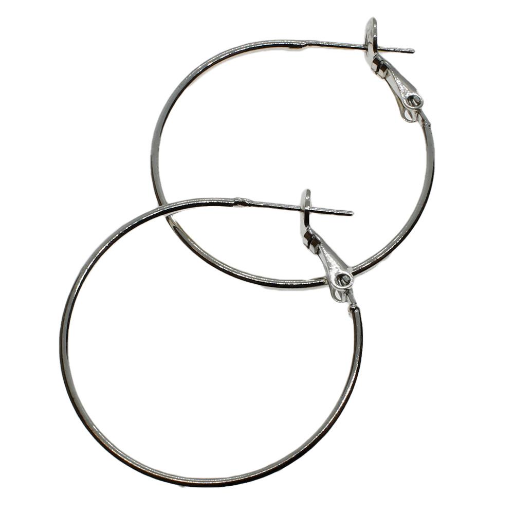 Hoop Earring 31mm 1 Pair - Rhodium