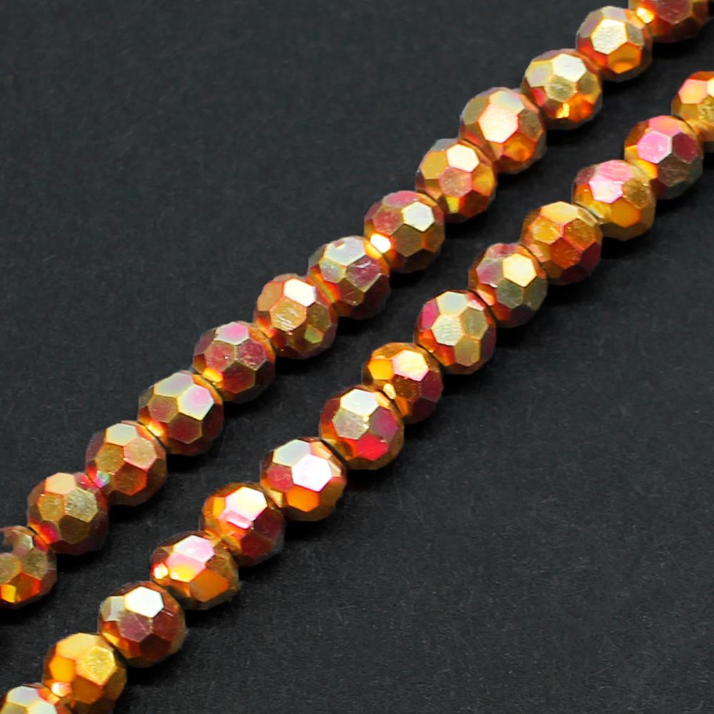 Crystal Round Beads  3mm - Copper Pink