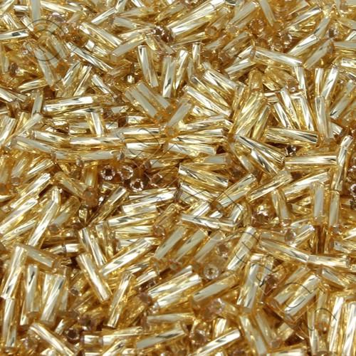 Bugle Beads 6mm - Twisted Silver Lined Gold 100g