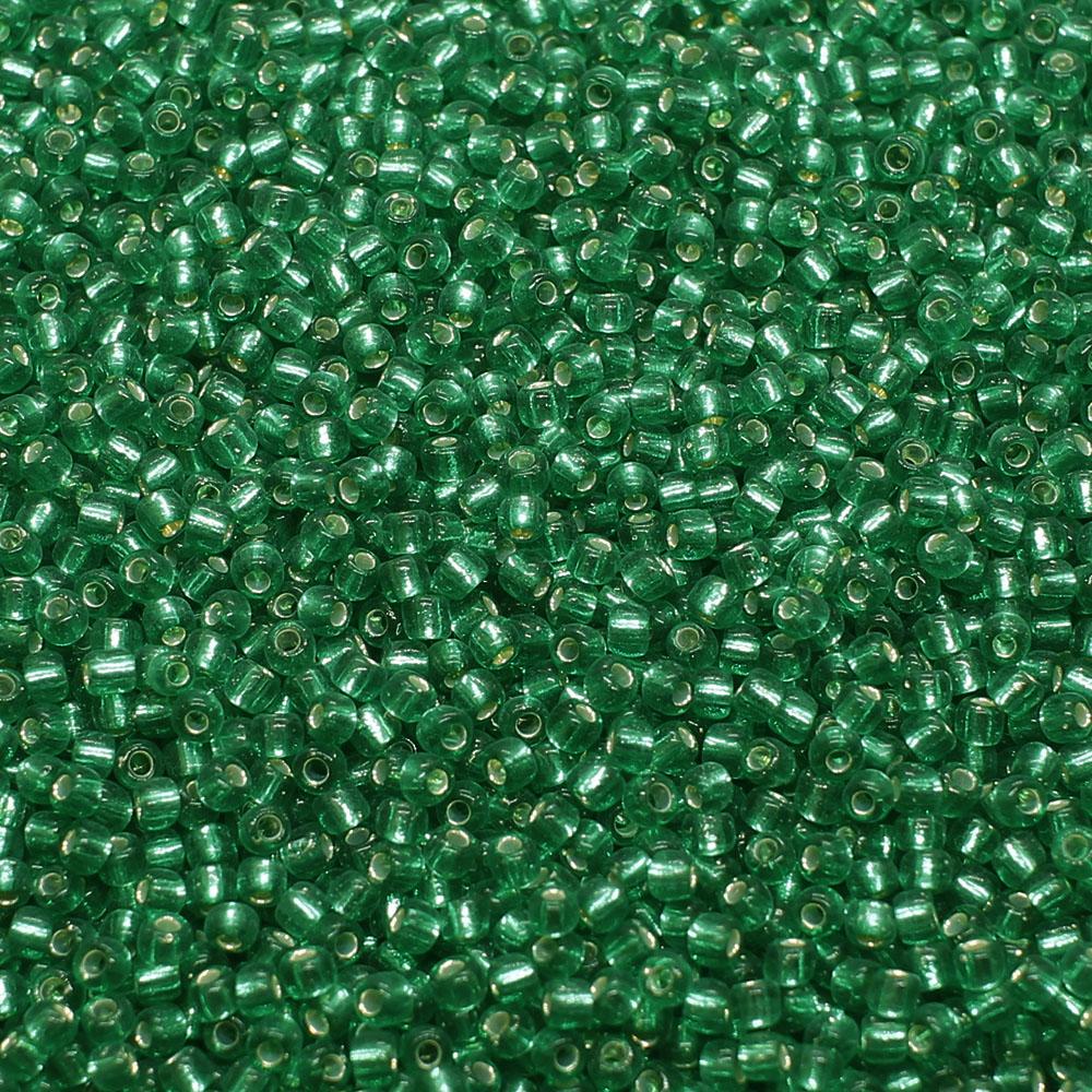 FGB Beads Silver Lined Forrest Green Size 12 - 50g