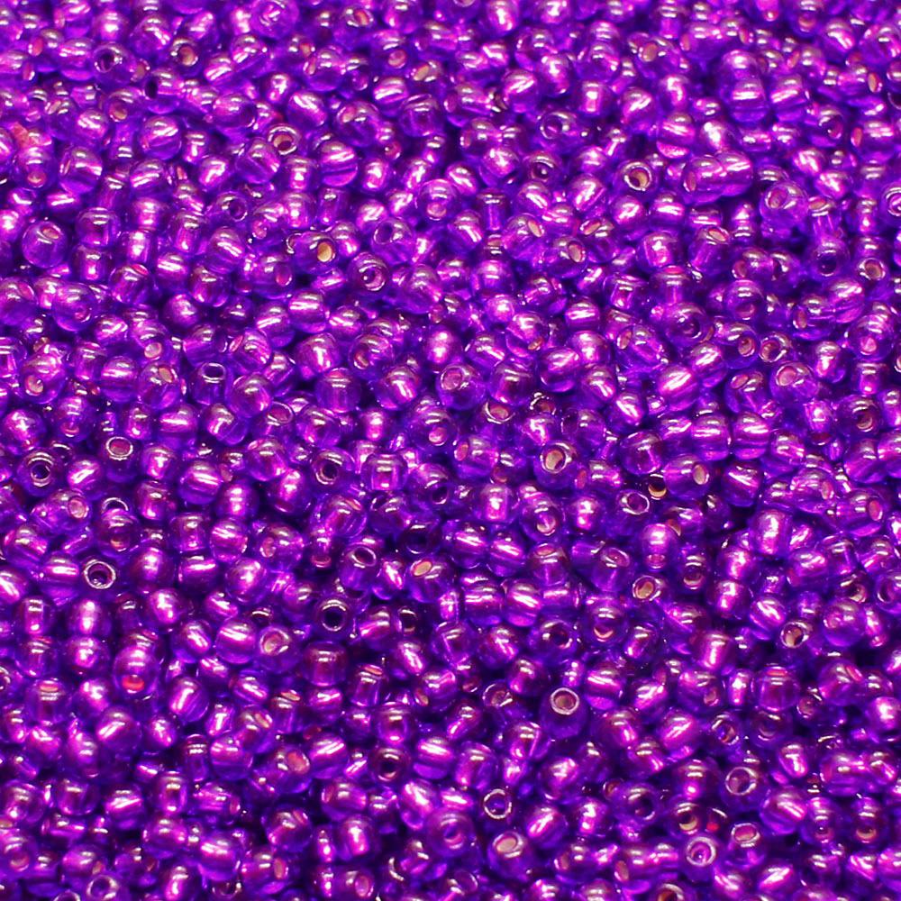 FGB Beads Silver Lined Violet Size 12 - 50g