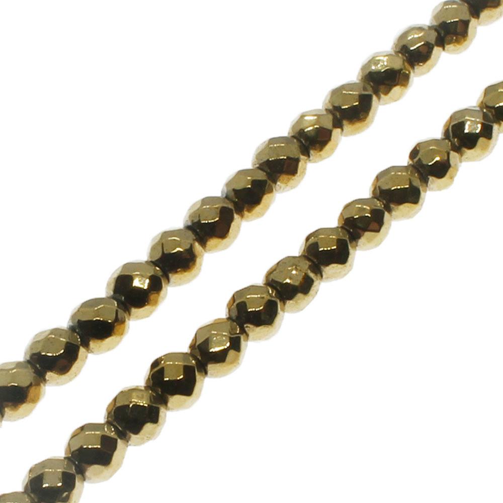 Hematite Faceted Round 2mm - Champagne