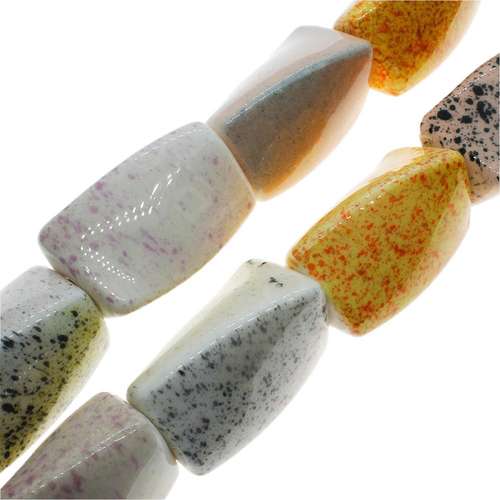 Ceramic Beads - 3 Sided Twist 20x30mm - Mixed