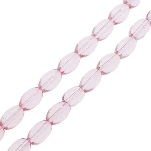 Glass oval beads 4x6mm 32" String - Trans. Pink
