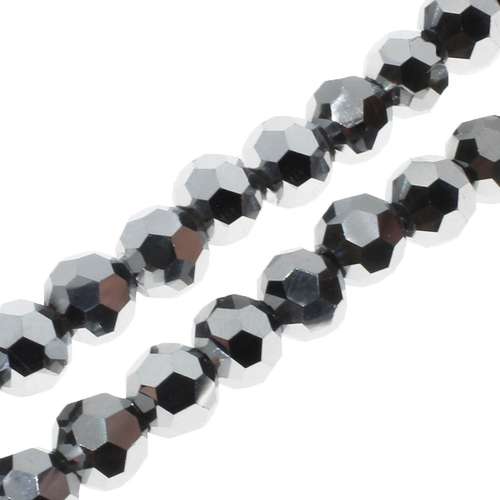 6mm crystal beads silver plate, pack of 72 — plated finish, ideal for jewelry making and beadwork