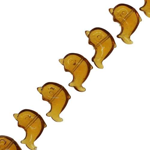 Glass Dolphin - 17mm - Amber - 19pcs