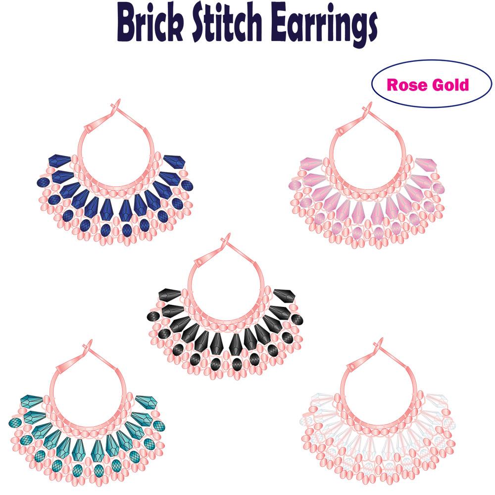 Brick Stitch Earring Kits Makes 5 - Rose Gold