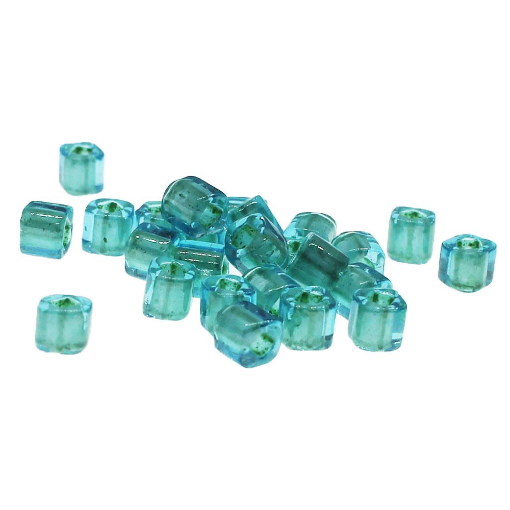 Toho Cubes 4mm 10g - Inside Aqua Lt Jonquil
