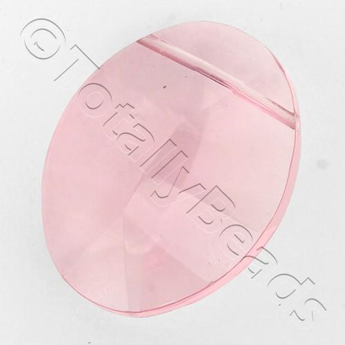 Glass Pendant Facet Oval 24mm - Pink