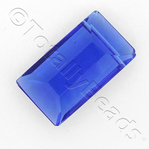 Glass Pendant Facet Rectangle 15mm - Blue