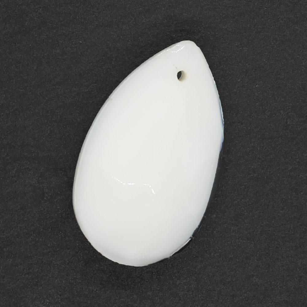 Glass Pendant Facet Drop 22mm - White