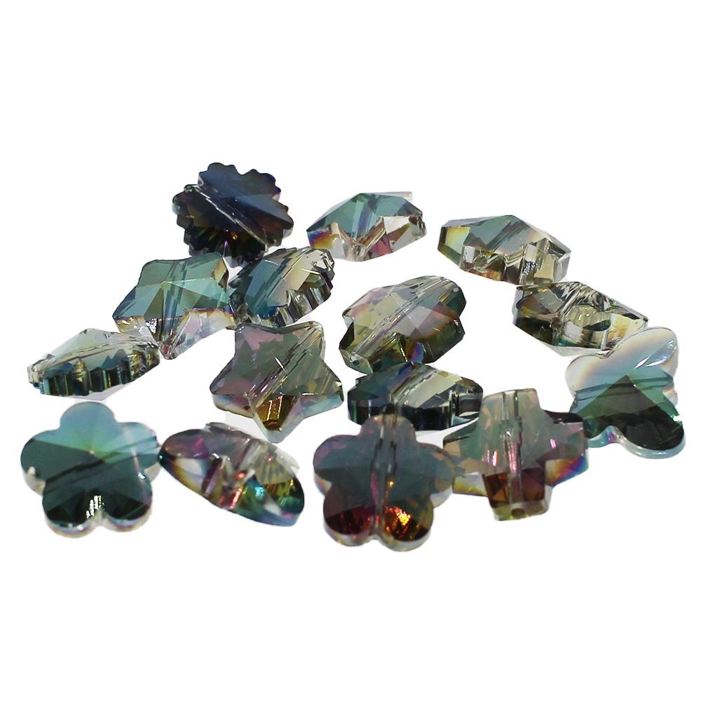 Crystal Shaped beads- Clear Rainbow mix - 15pcs
