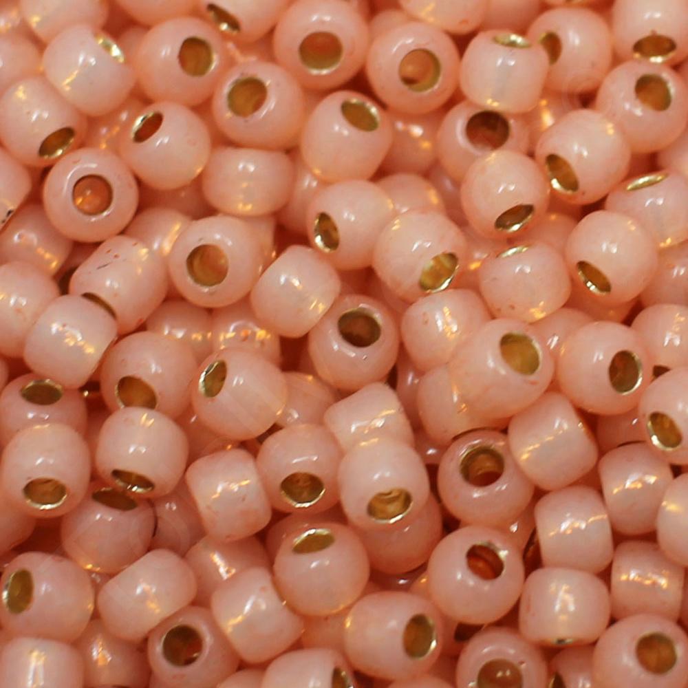 Toho Size 6 Seed Beads 10g - PF Silver Line Milky Peach