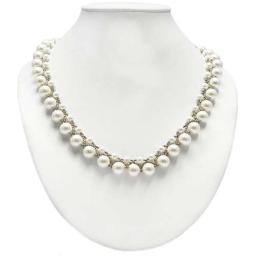Netted Pearl Necklace buttercream necklace making kit — DIY set with beads and instructions for creating handmade jewelry