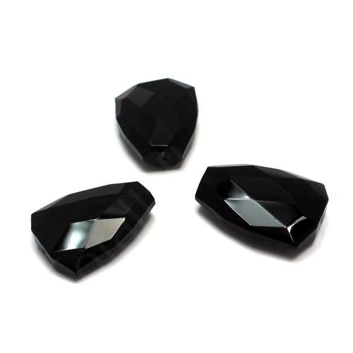 Glass Asymetric Flat Top Drop 38mm - Jet Black 1 pcs