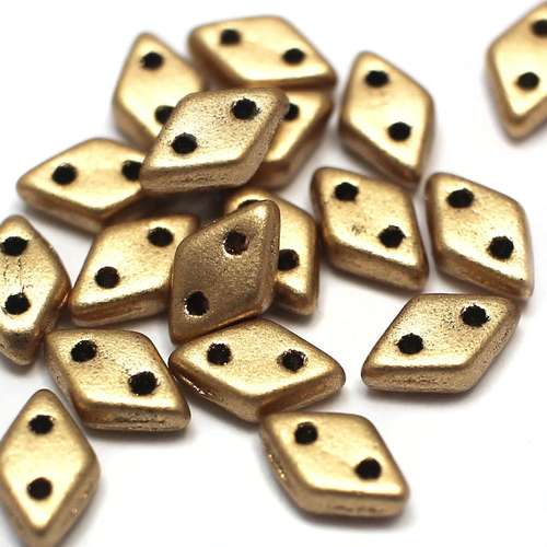 Czech glass glass beads matt met flax — pack of 60, high-quality two-hole beads ideal for jewelry making, bead weaving, and crafts