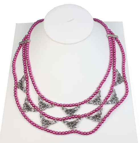 Flora Necklace fuchsia - bundle pack necklace making kit — DIY set with beads and instructions for creating handmade jewelry