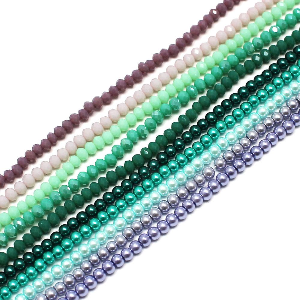Crystal and Pearl bundle - 10 strands - Peacock