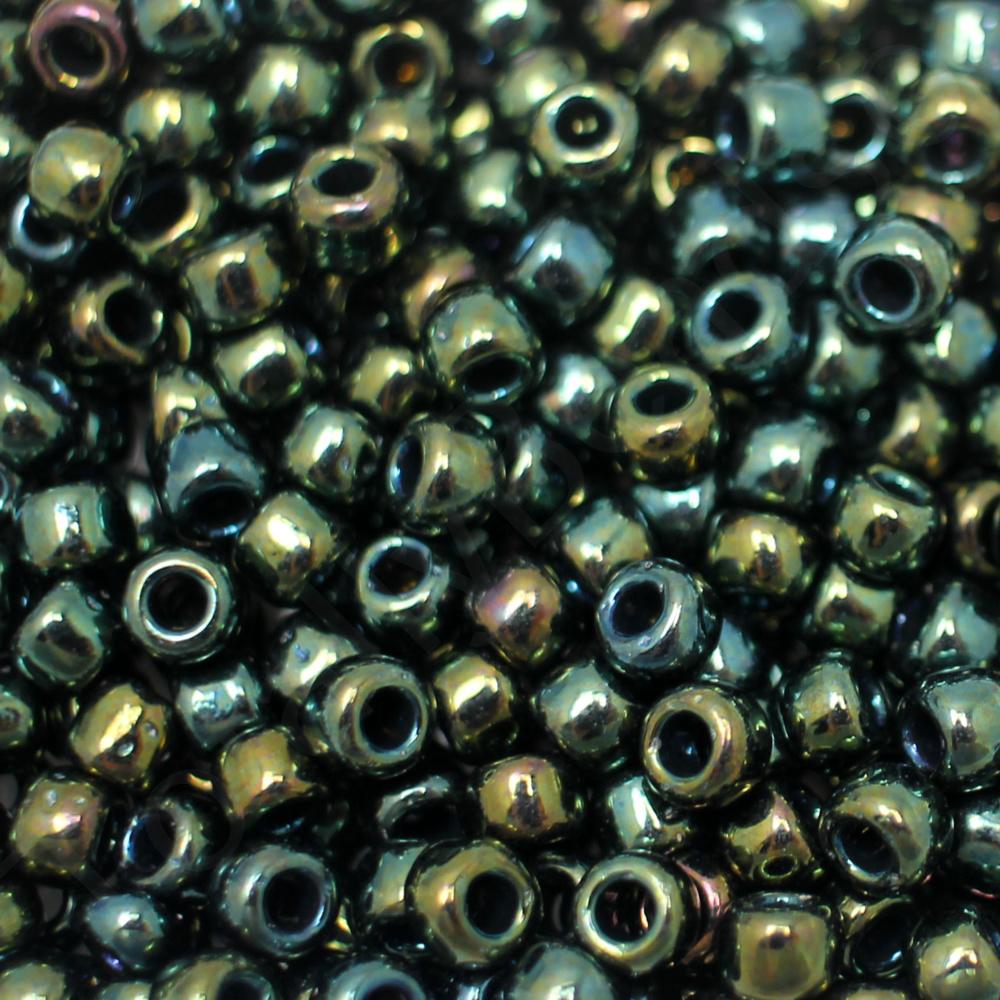 Toho Size 3 Seed Beads 10g - Metallic Green Iris