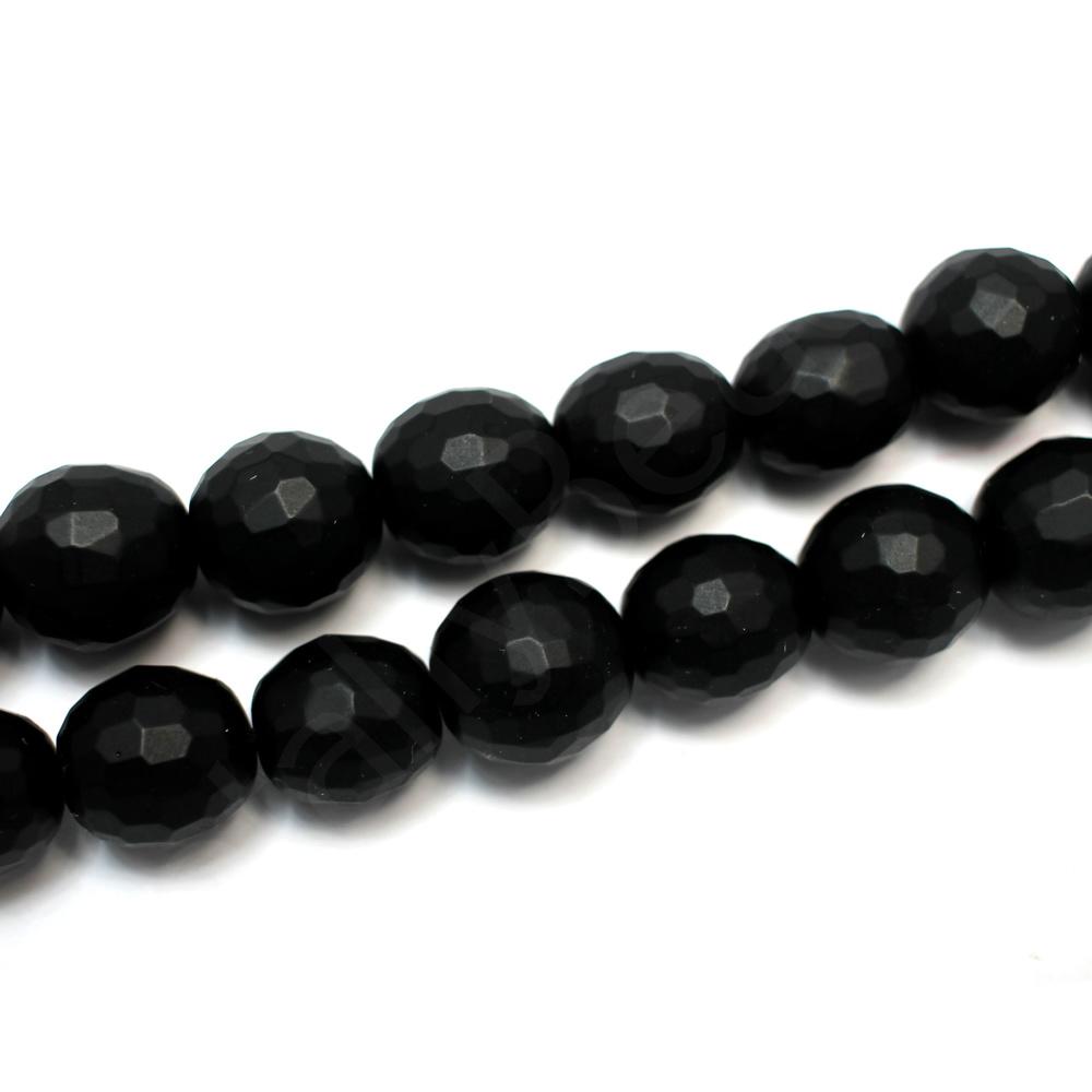Synthetic Onyx Faceted Round 14-15mm Matt