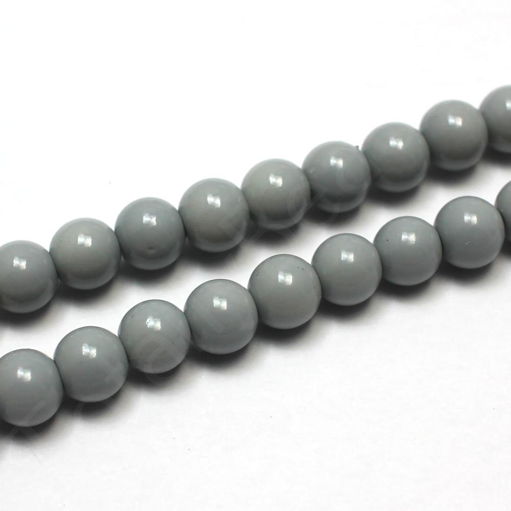 Opaque Glass Round Beads 8mm - Light Grey