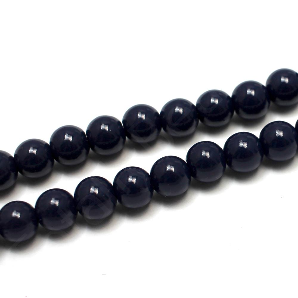 Opaque Glass Round Beads 8mm - Midnight Blue