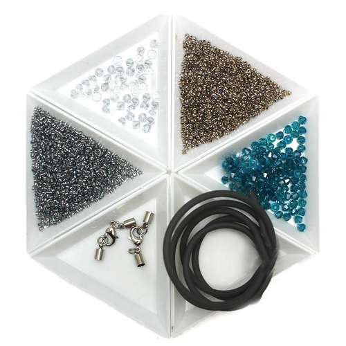 Bead Weaving peacock blue - makes 2 jewelry making kit — DIY set with beads and instructions for creating handmade jewelry