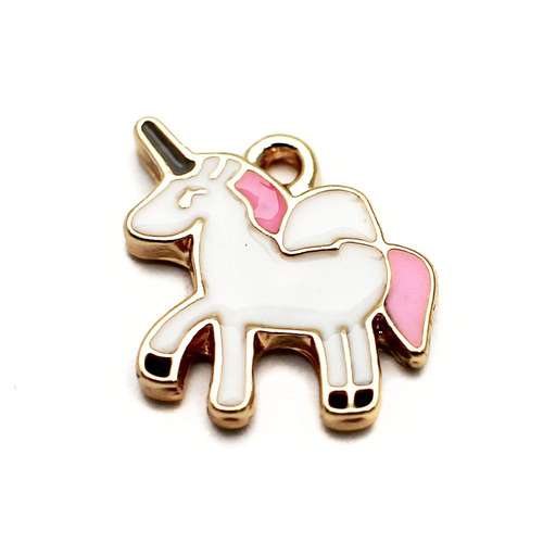 Enamel Gold Charm - Unicorn 2pc