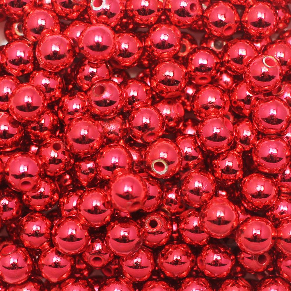 Acrylic Red Round Beads 8mm - 195pcs