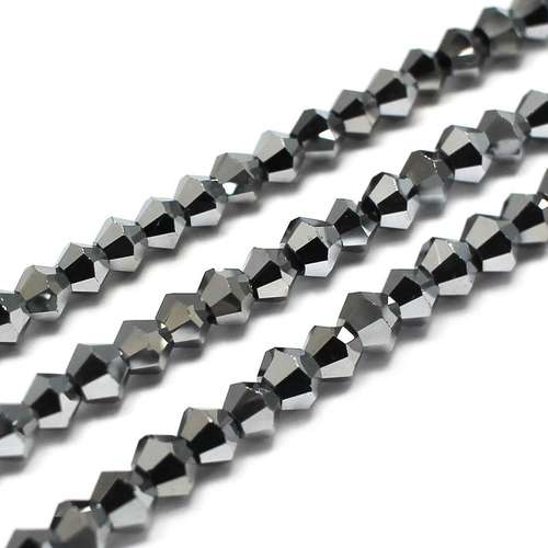 4mm crystal bicone beads silver plate — plated finish, ideal for jewelry making and beadwork