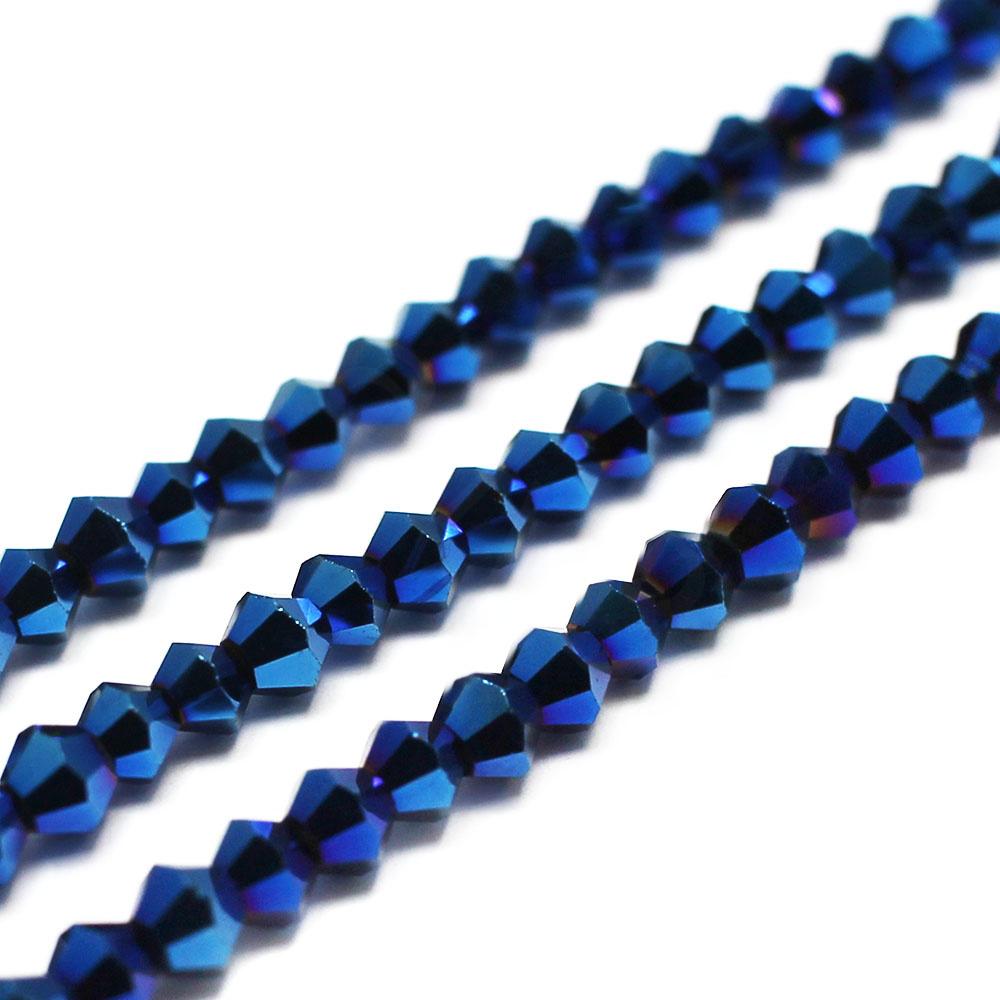 Premium Crystal 4mm Bicone Beads - Blue Plate