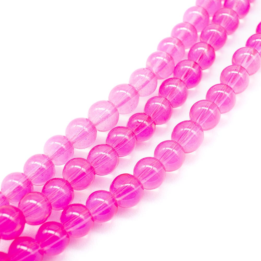 Milky Glass Beads 6mm - Opal Dark Pink