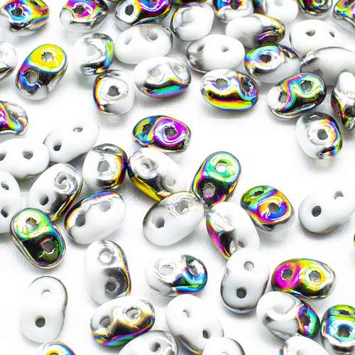 10g Czech glass Rulla beads vitral white — two-hole beads for jewelry making and bead weaving