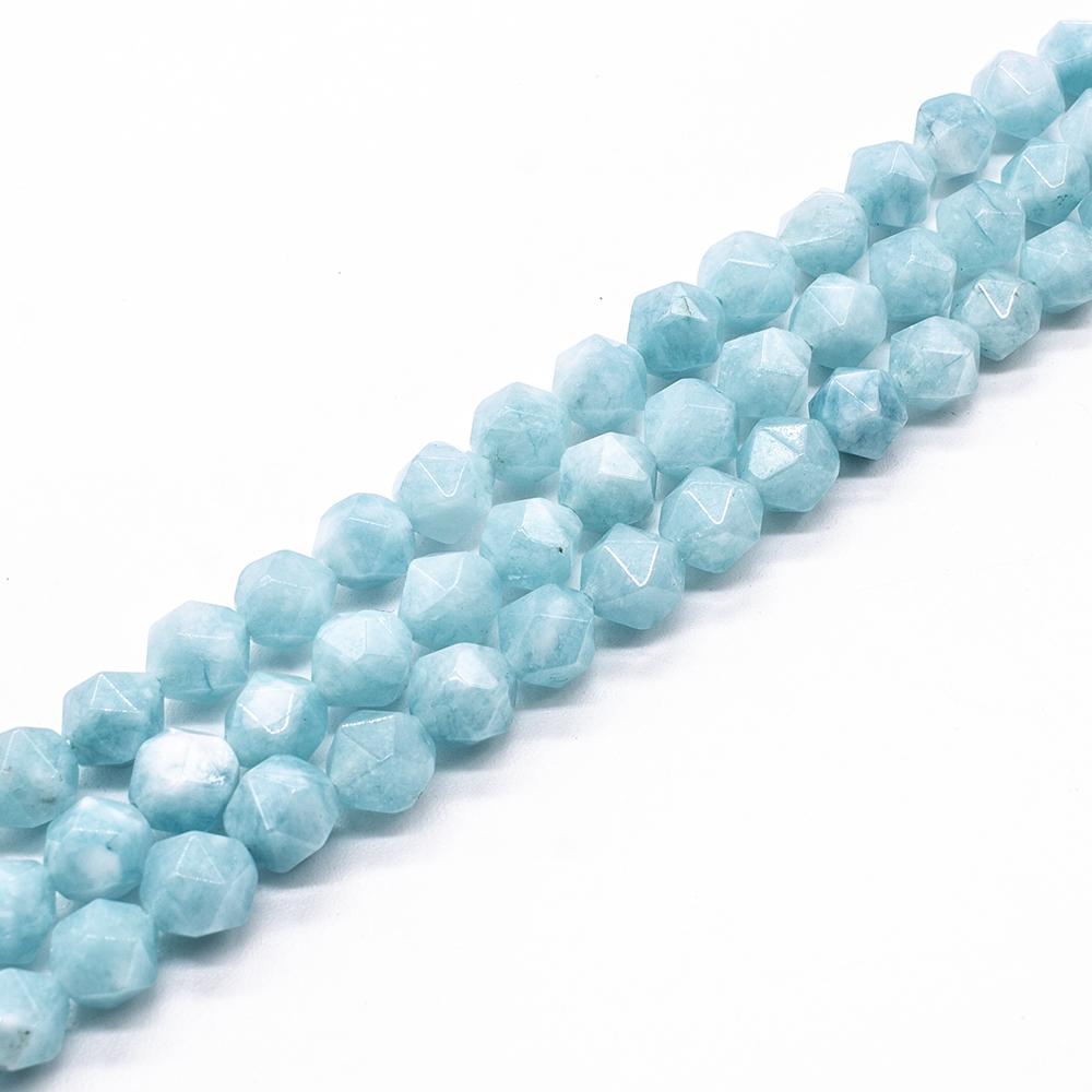 Dyed Jade Facet Nugget Beads 15" string - Aqua