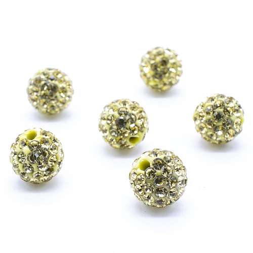 Shamballa Bead 10mm Round - Light Gold 1pc