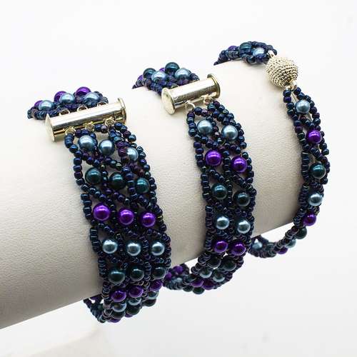 Snake Stitch Make 3 Bracelets project kit - twilight bracelet making kit — DIY set with beads and instructions for creating handmade jewelry