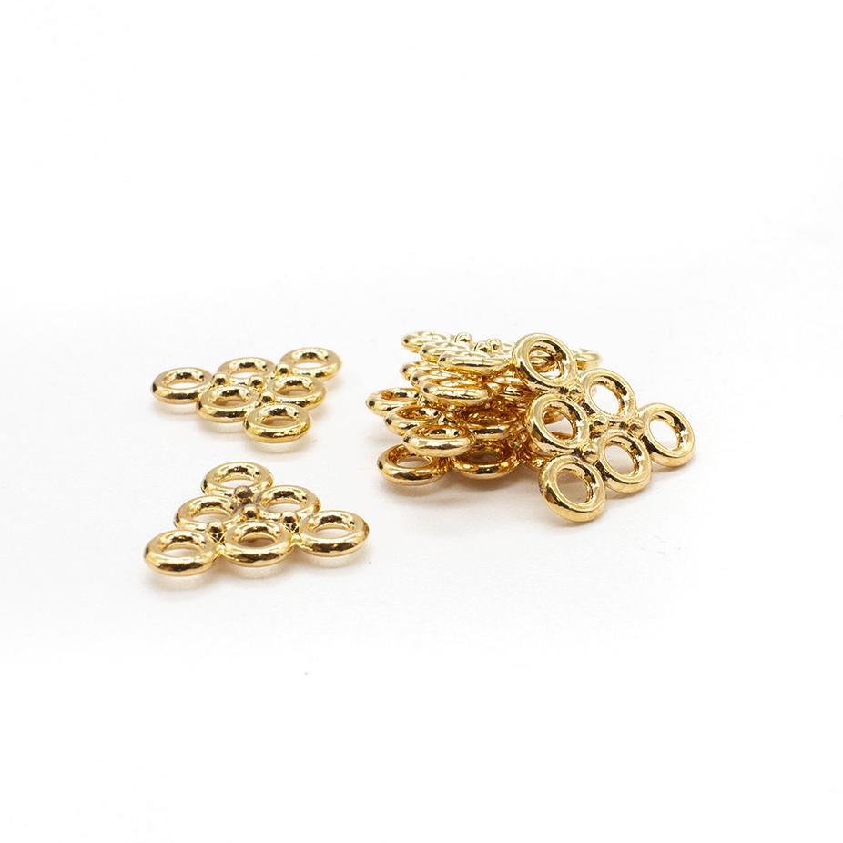Triangle Metal 6 Ring Connector 14mm - Champgne Gold 20pcs