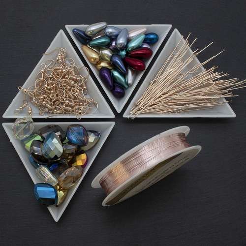 Herringbone Earrings Pack rose gold earring making kit — DIY set with beads and instructions for creating handmade jewelry