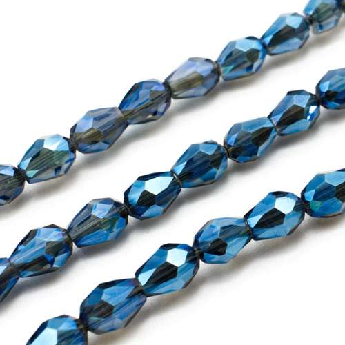 Glass Facet Drop - 6mm - Electric Blue