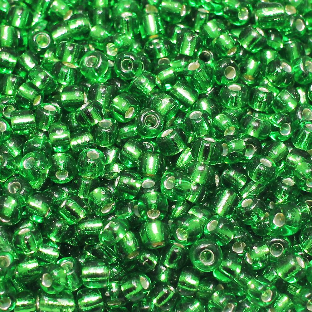 FGB Seed Beads Size 6 Silver Lined Fern Green - 50g