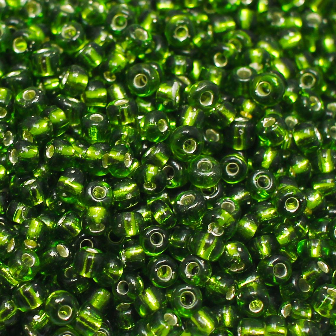 FGB Seed Beads Size 6 Silver Lined Olive - 50g