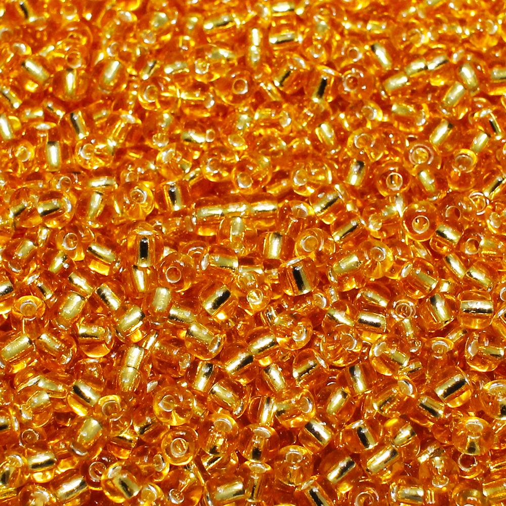FGB Seed Beads Size 6 Silver Lined Gold - 50g