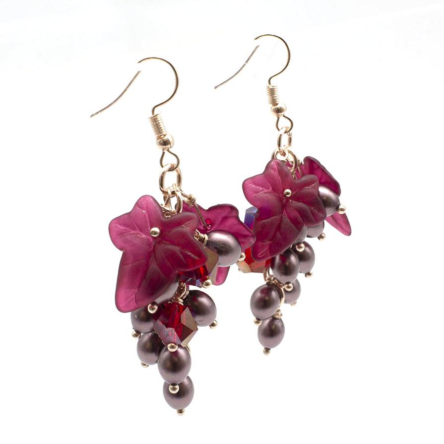 Summer Vine Earrings Mahogany Rose make 20 pairs earring making kit — DIY set with beads and instructions for creating handmade jewelry