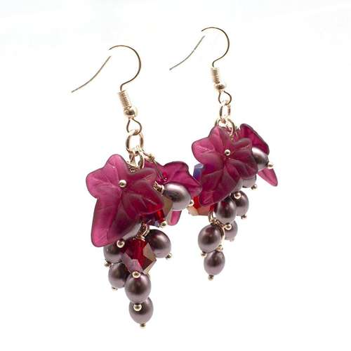 Summer Vine Earrings Mahogany Rose make 20 pairs earring making kit — DIY set with beads and instructions for creating handmade jewelry