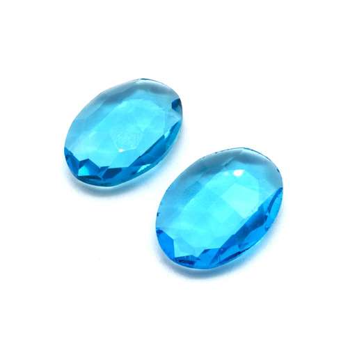 Glass Cyan Large Oval 29x21mm