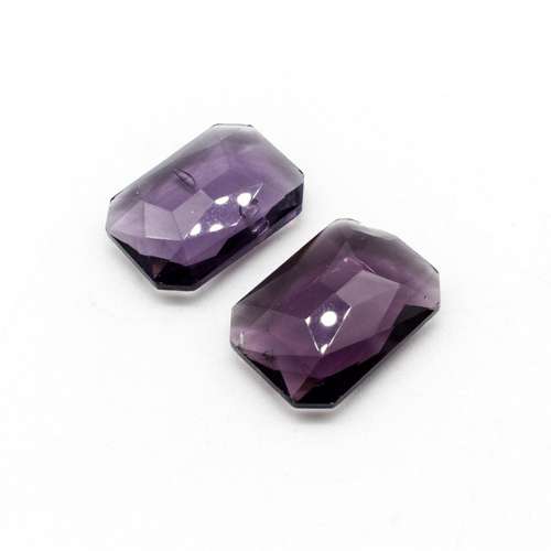 Glass Purple Large Rectangle 27x19mm