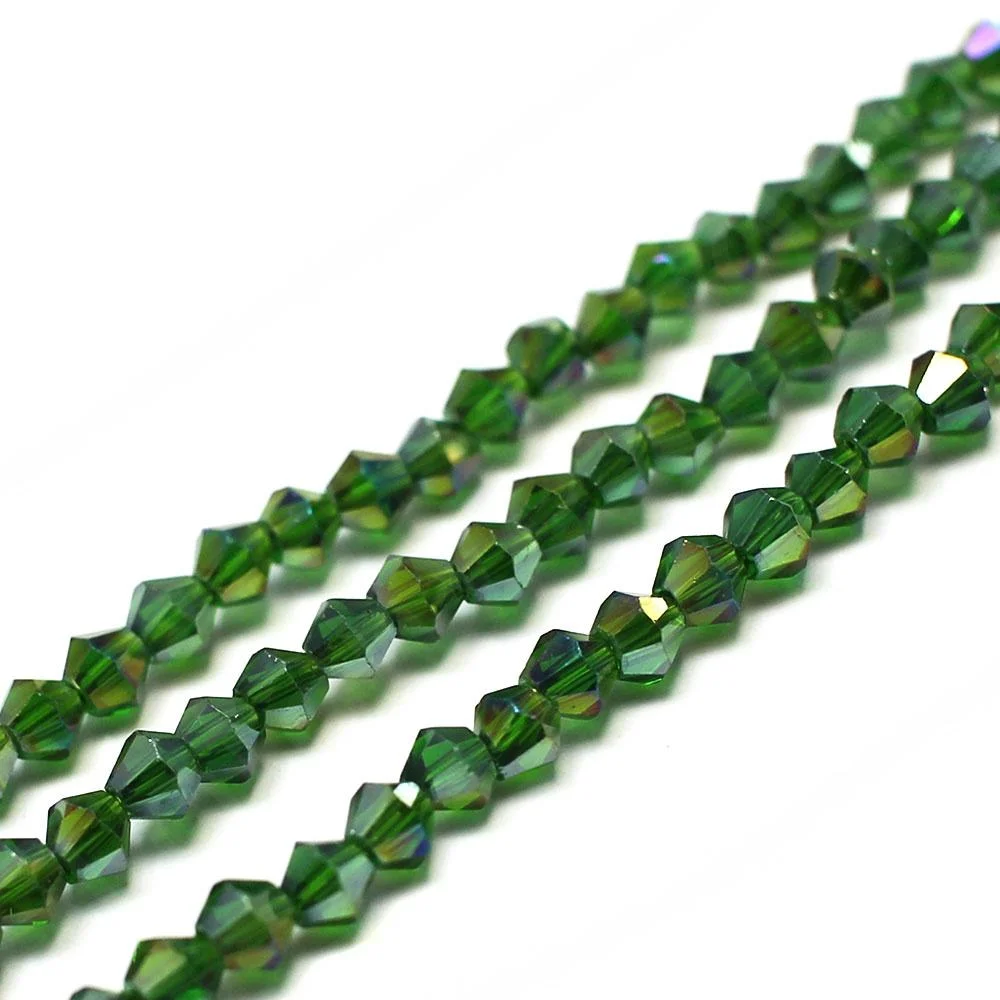 Value Crystal Bicone's - Dark Green AB - 600 Beads