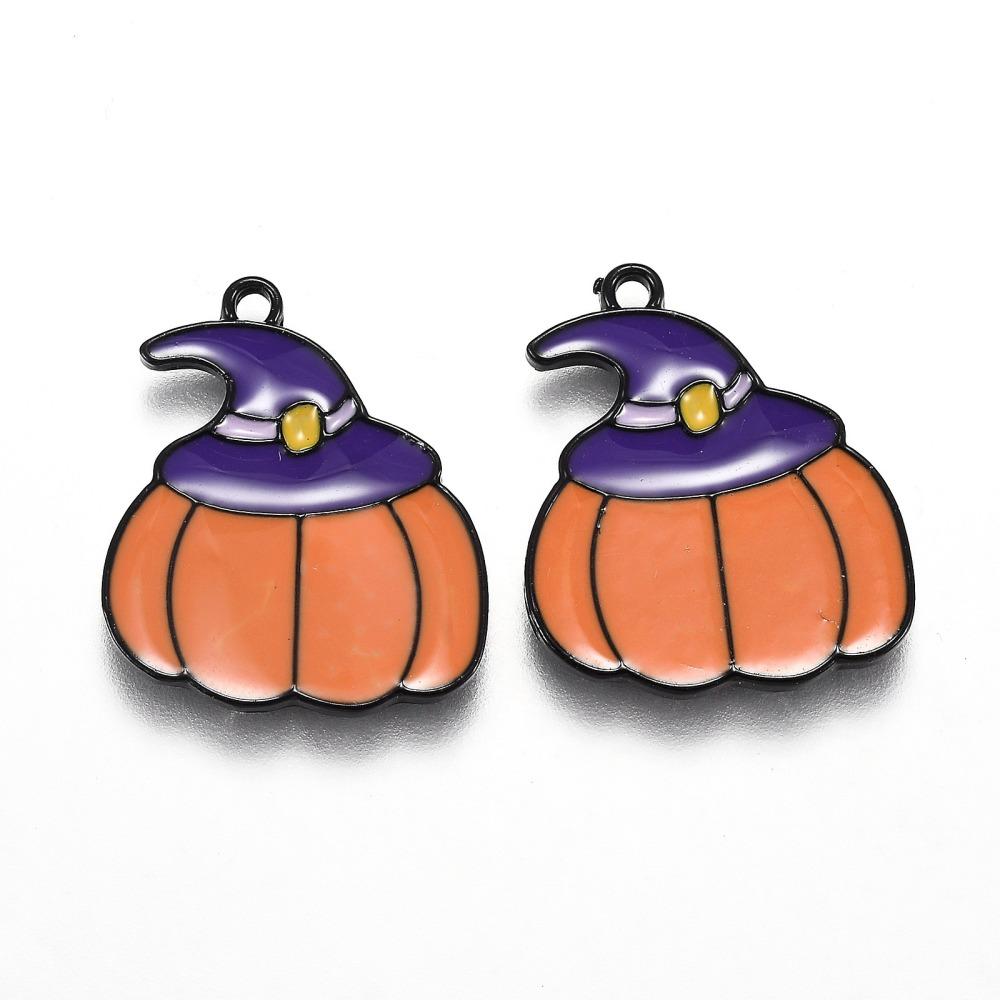 Enamel Halloween Charm - Pumpkin 2pcs