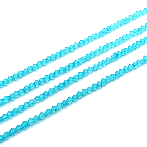 Glass rounded Bicone 4mm - Cyan
