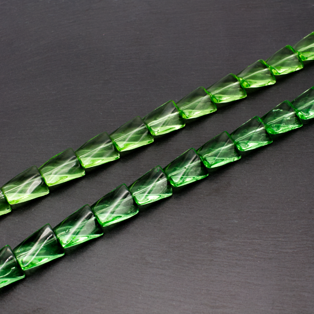 Glass Twist Rectangle 15x11mm - Green